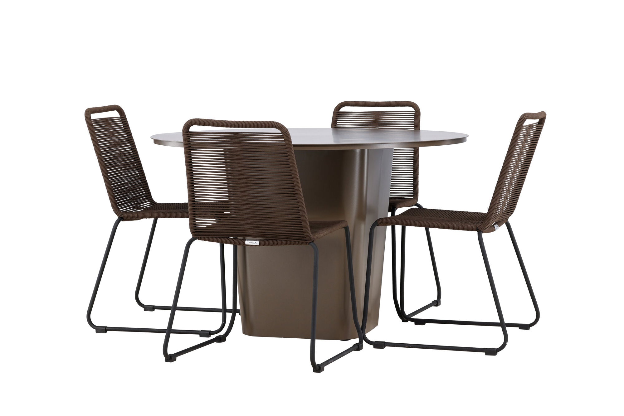 Venture Home Santa Fe spisebord ø120 - Roasty +Lindos Diningchair Aluminium - Black / _4