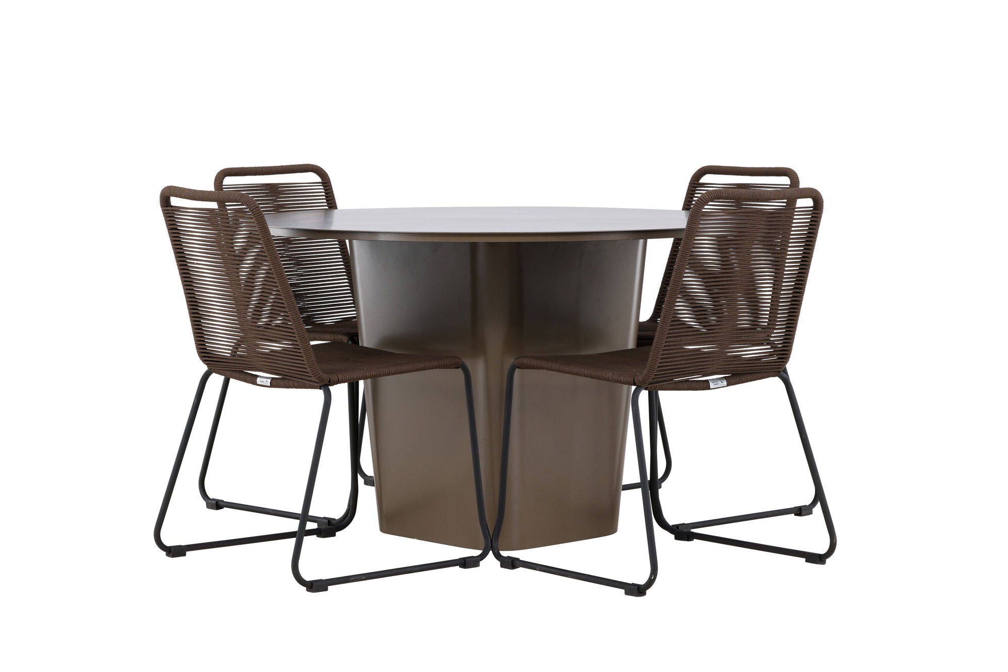 Venture Home Santa Fe spisebord ø120 - Roasty +Lindos Diningchair Aluminium - Black / _4