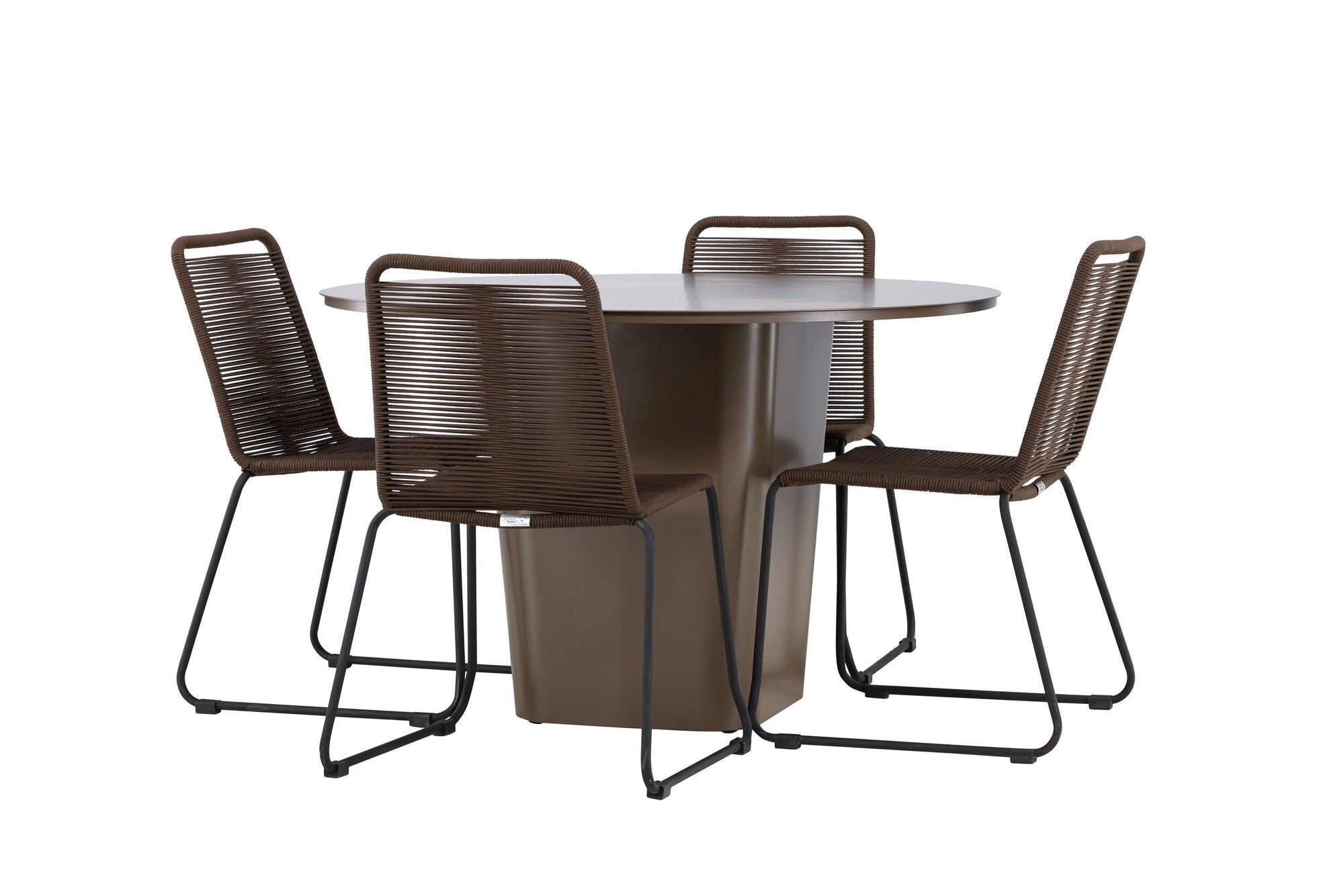 Venture Home Santa Fe spisebord ø120 - Roasty +Lindos Diningchair Aluminium - Black / _4