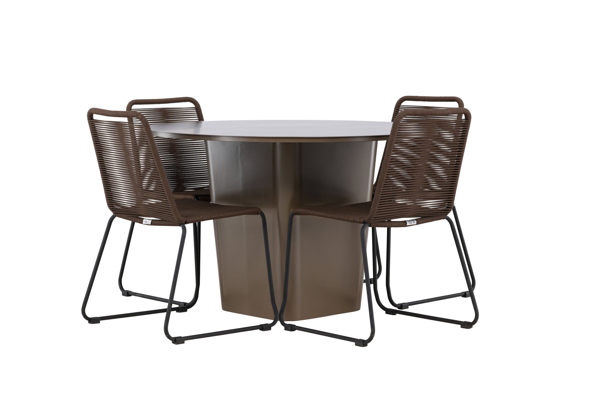Venture Home Santa Fe spisebord ø120 - Roasty +Lindos Diningchair Aluminium - Black / _4