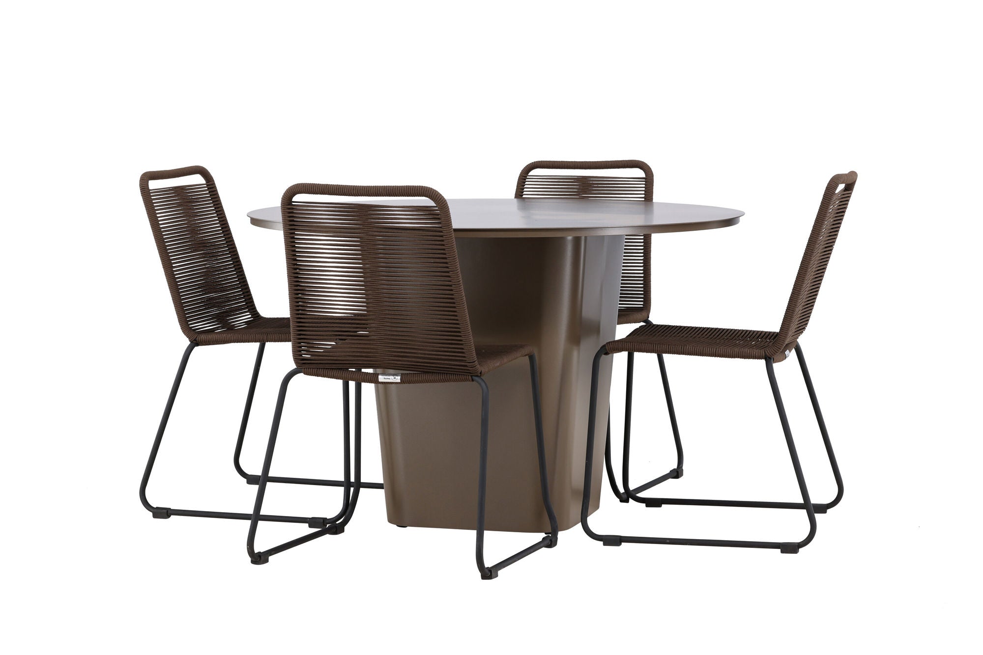 Venture Home Santa Fe spisebord ø120 - Roasty +Lindos Diningchair Aluminium - Black / _4