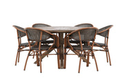 Venture Home Rosario spisebord- Teak Ø140 +Vila Real Caféchair 2-pack - Brown/Black _6