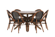 Venture Home Rosario spisebord- Teak Ø140 +Guarda Caféchair 2-pack - Brown/Black _6