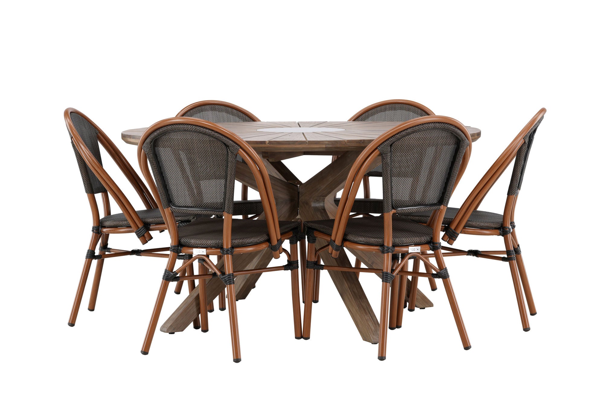 Venture Home Rosario spisebord- Teak Ø140 +Guarda Caféchair 2-pack - Brown/Black _6