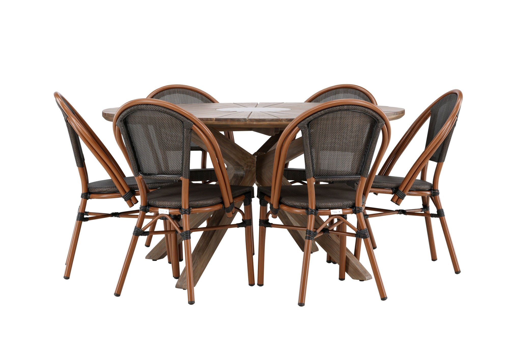 Venture Home Rosario spisebord- Teak Ø140 +Guarda Caféchair 2-pack - Brown/Black _6
