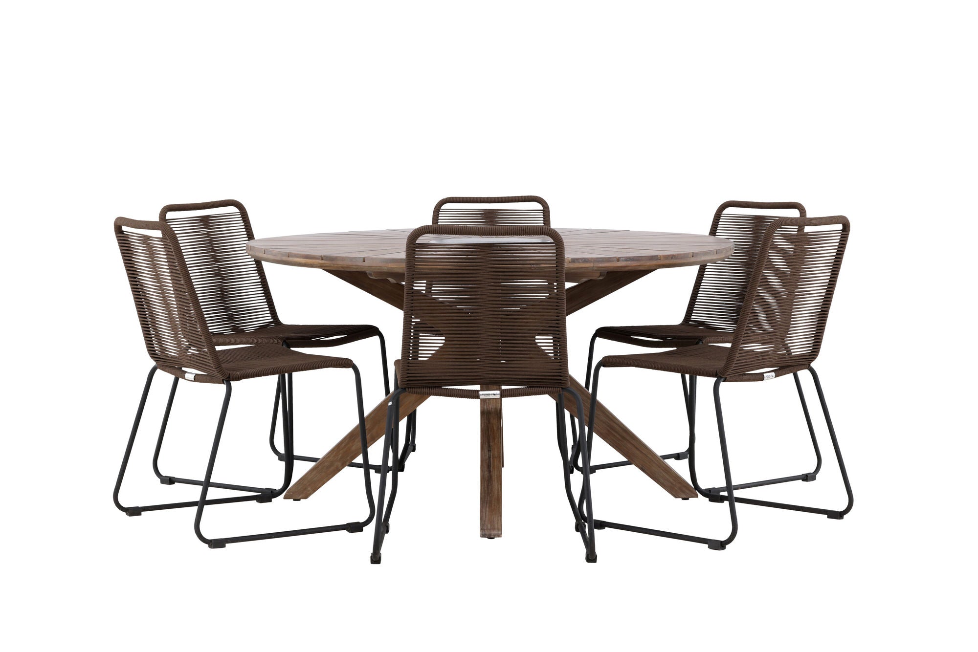 Venture Home Rosario spisebord- Teak Ø140 +Lindos Diningchair Aluminium - Black / _6