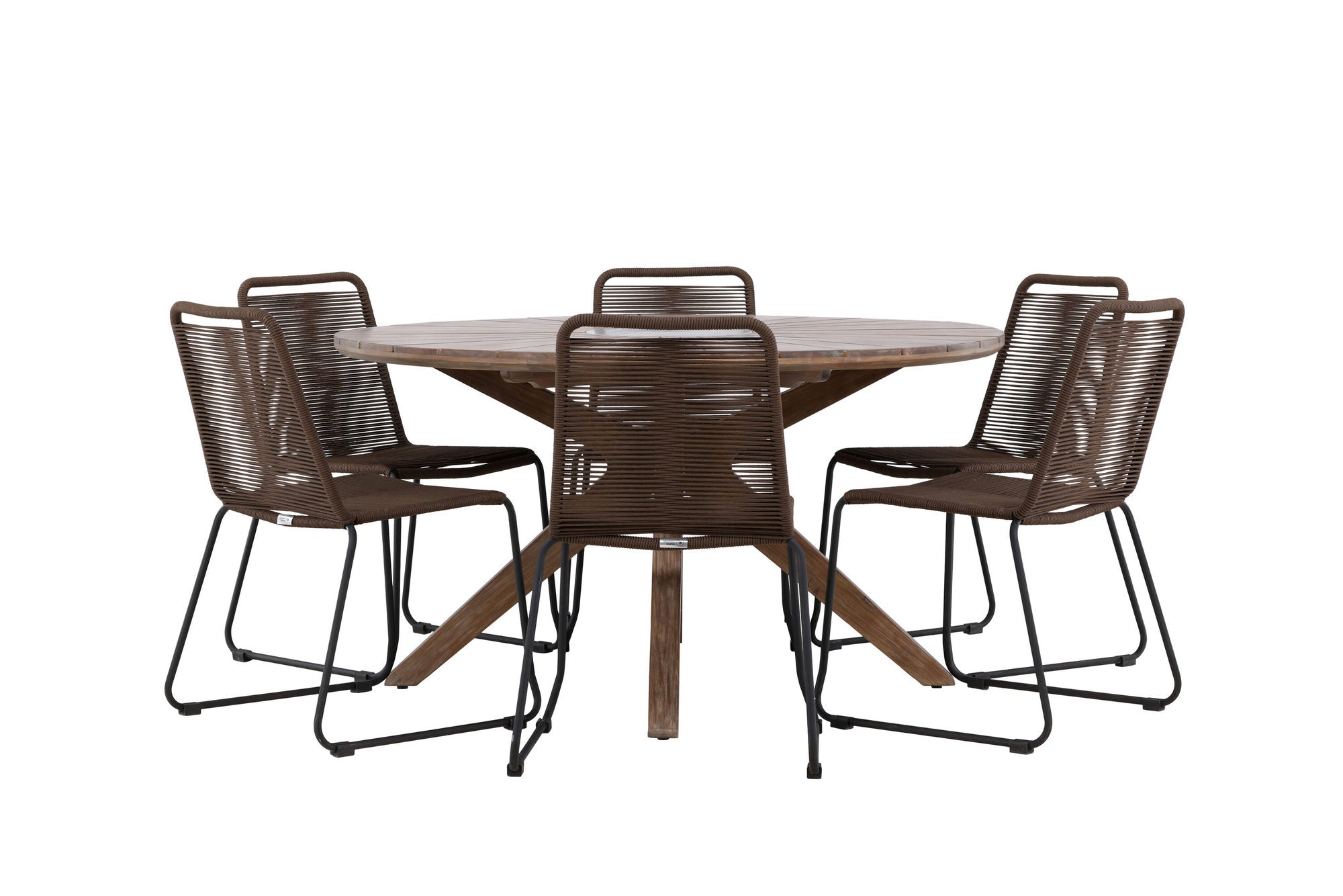 Venture Home Rosario spisebord- Teak Ø140 +Lindos Diningchair Aluminium - Black / _6