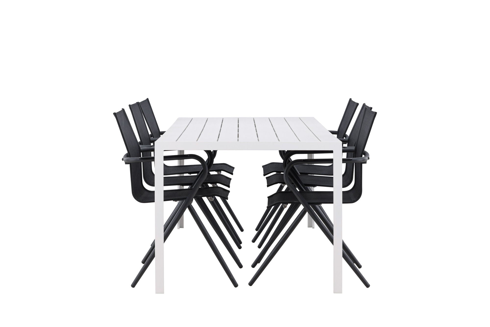 Venture Home Break spisebord - White / White Aintwood +Alina Spisebordsstol - Black Alu / Black Textilene _6
