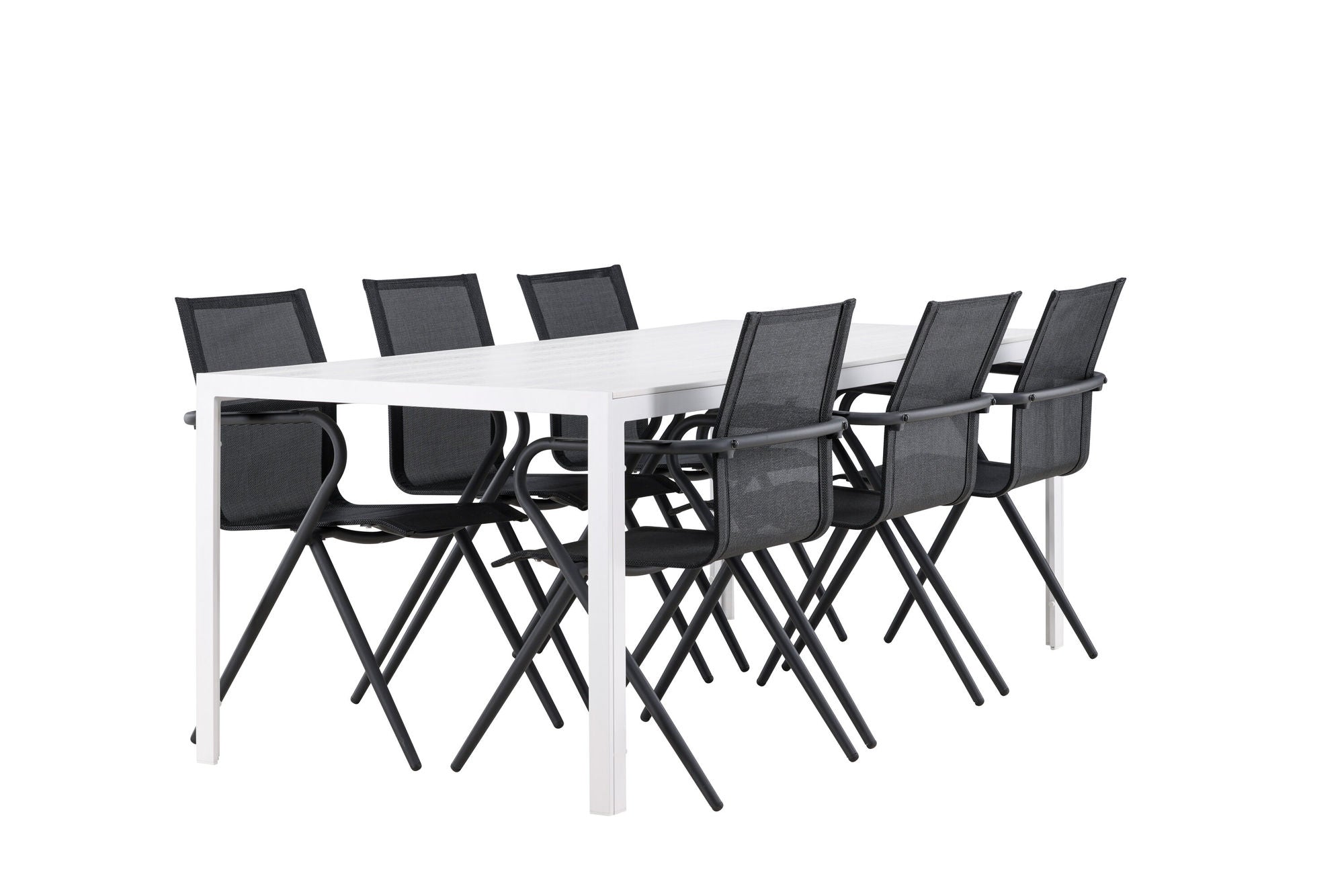 Venture Home Break spisebord - White / White Aintwood +Alina Spisebordsstol - Black Alu / Black Textilene _6