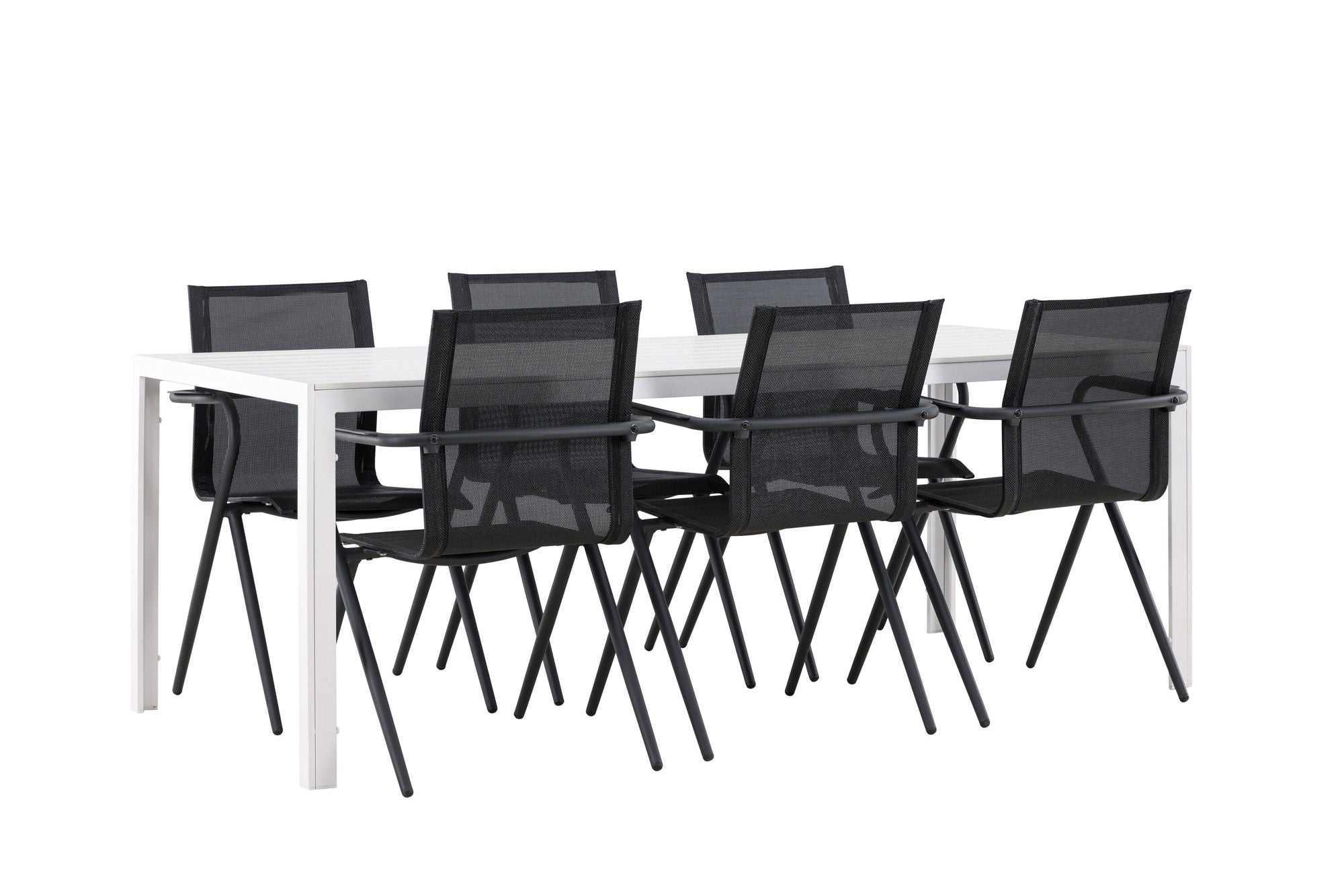 Venture Home Break spisebord - White / White Aintwood +Alina Spisebordsstol - Black Alu / Black Textilene _6