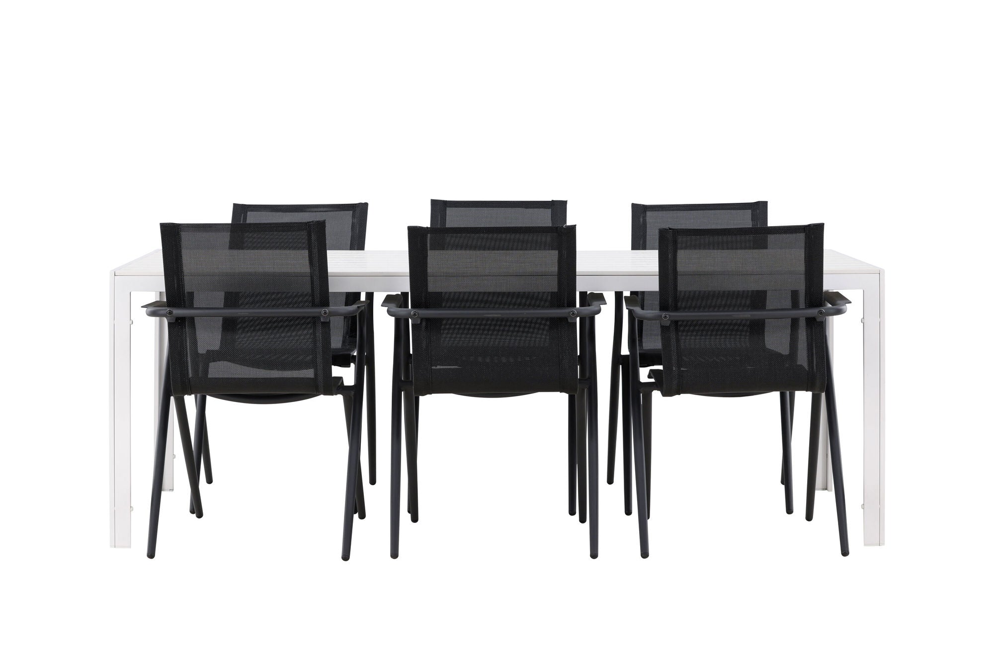 Venture Home Break spisebord - White / White Aintwood +Alina Spisebordsstol - Black Alu / Black Textilene _6