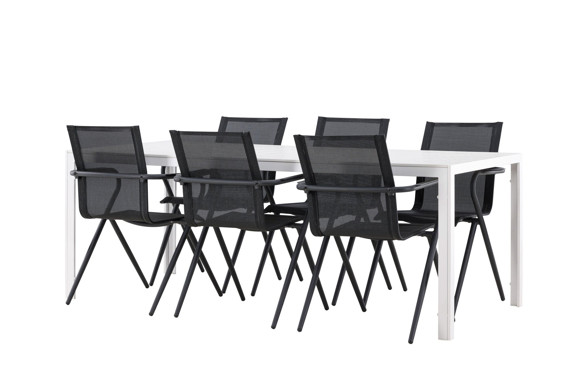 Venture Home Break spisebord - White / White Aintwood +Alina Spisebordsstol - Black Alu / Black Textilene _6