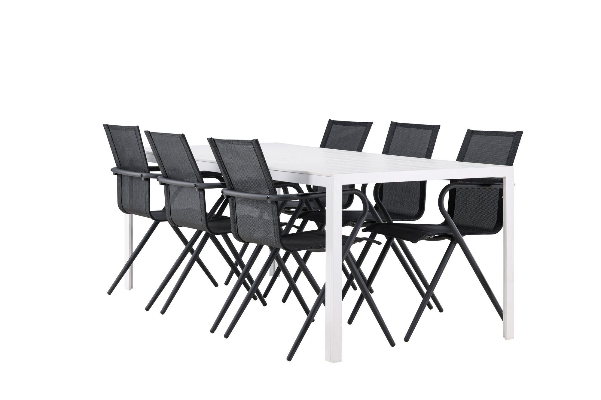 Venture Home Break spisebord - White / White Aintwood +Alina Spisebordsstol - Black Alu / Black Textilene _6