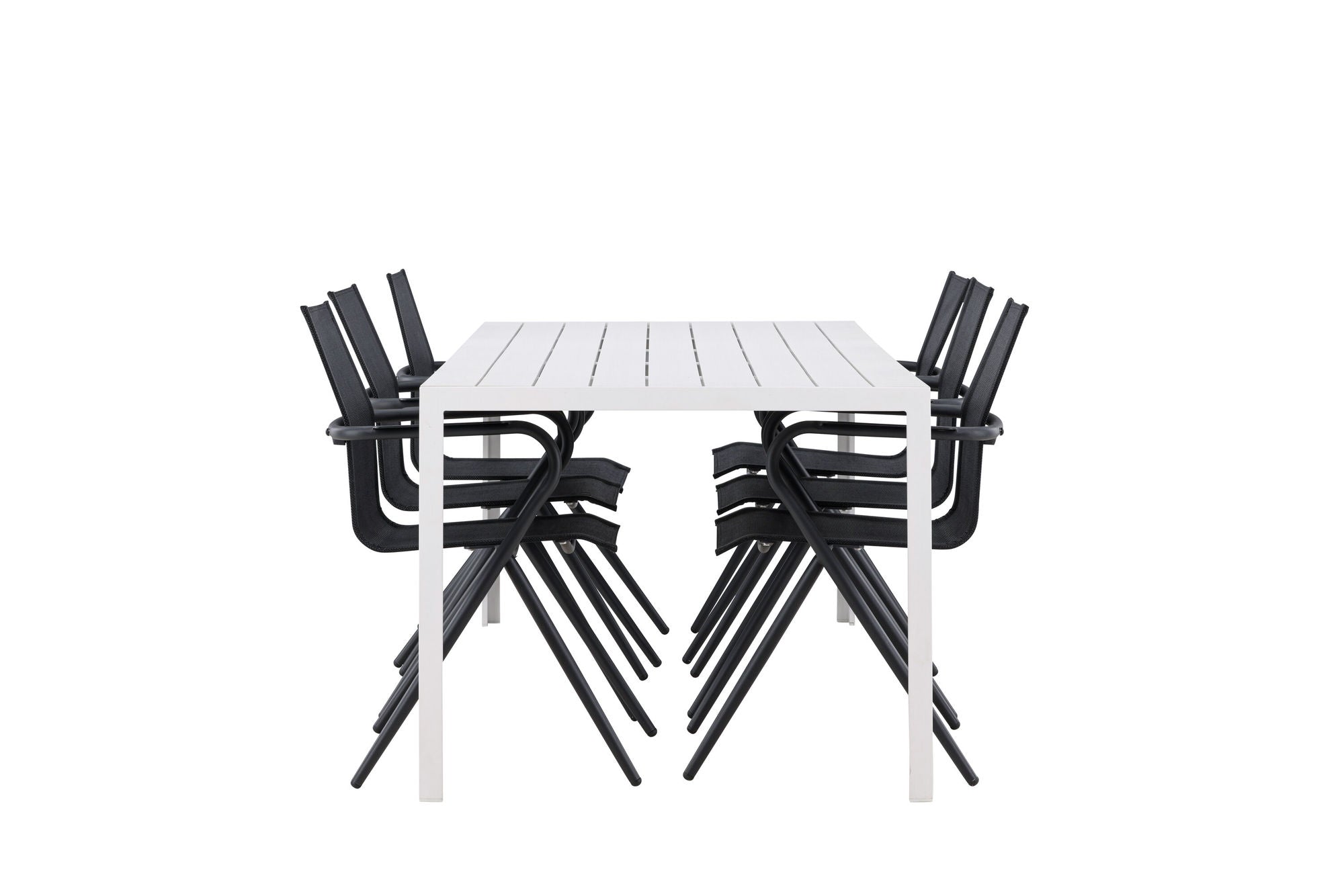 Venture Home Break spisebord - White / White Aintwood +Alina Spisebordsstol - Black Alu / Black Textilene _6