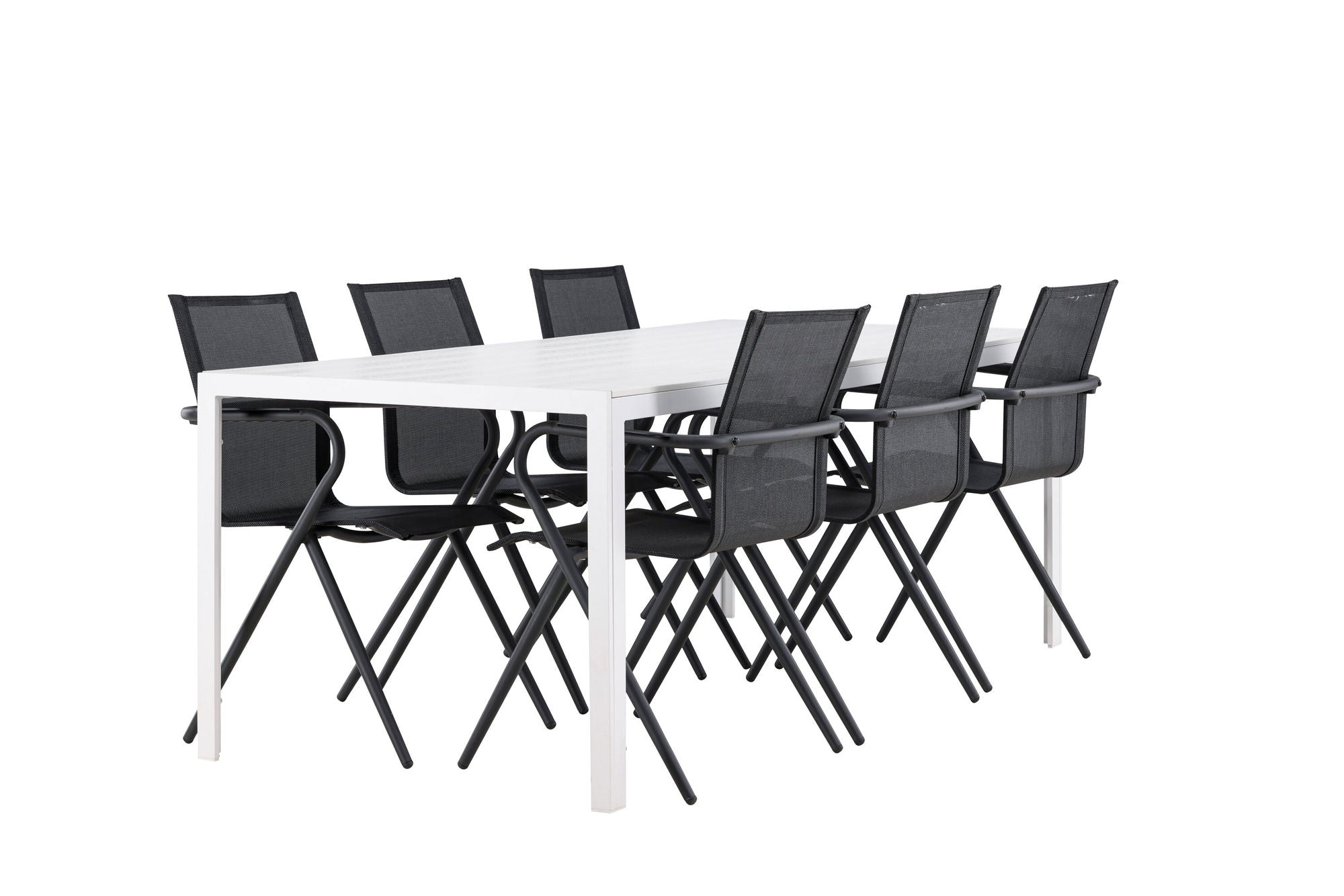 Venture Home Break spisebord - White / White Aintwood +Alina Spisebordsstol - Black Alu / Black Textilene _6
