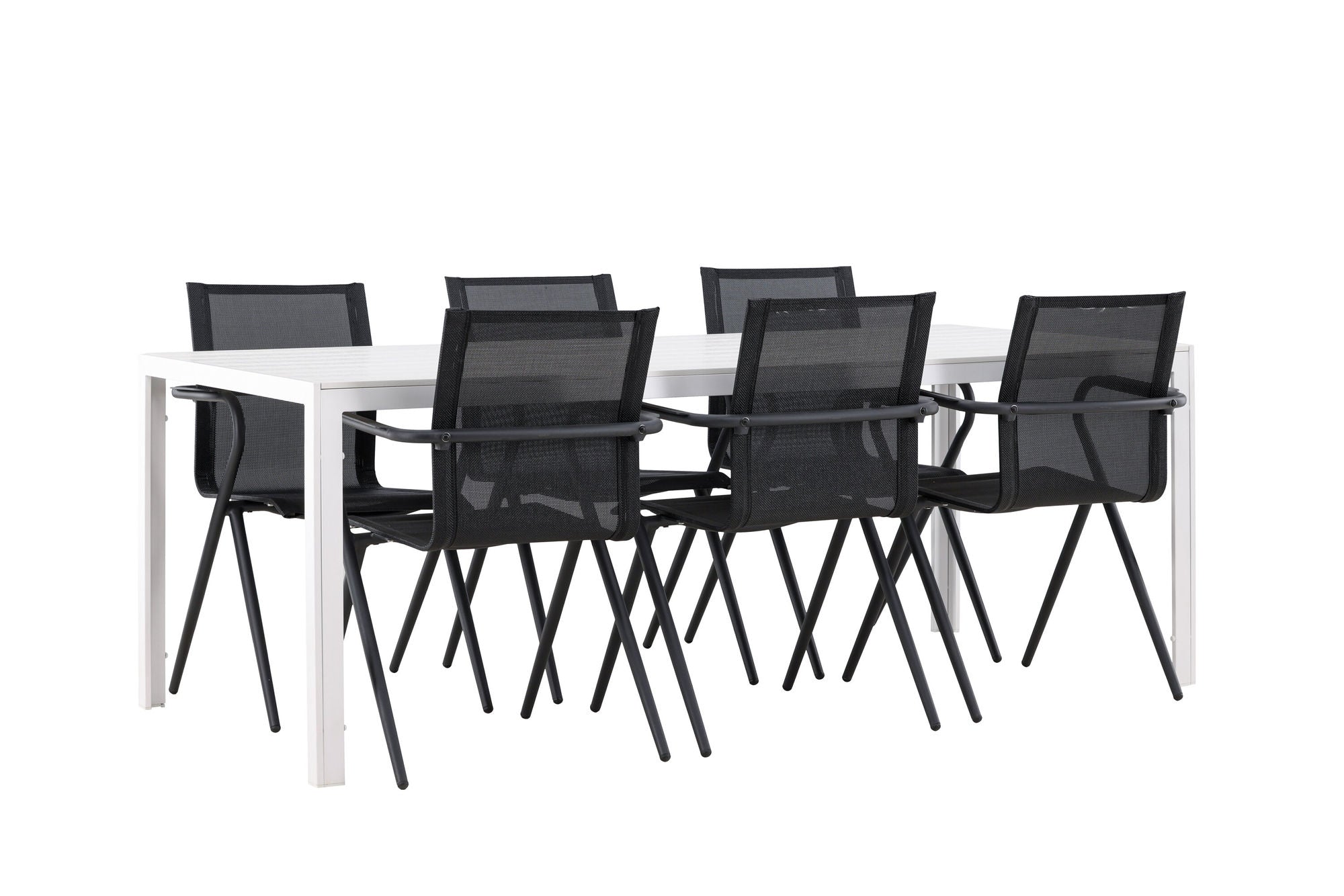 Venture Home Break spisebord - White / White Aintwood +Alina Spisebordsstol - Black Alu / Black Textilene _6