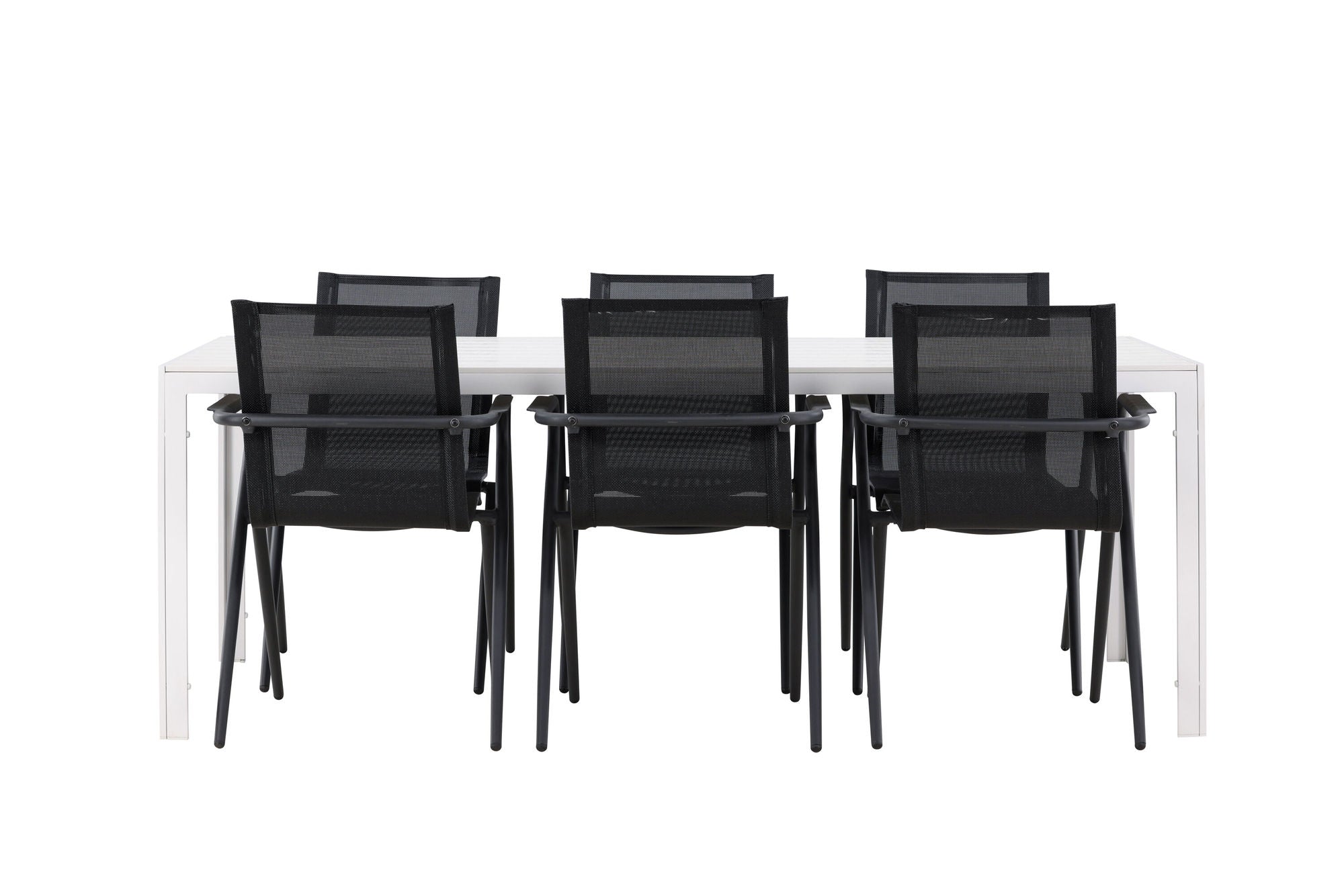 Venture Home Break spisebord - White / White Aintwood +Alina Spisebordsstol - Black Alu / Black Textilene _6