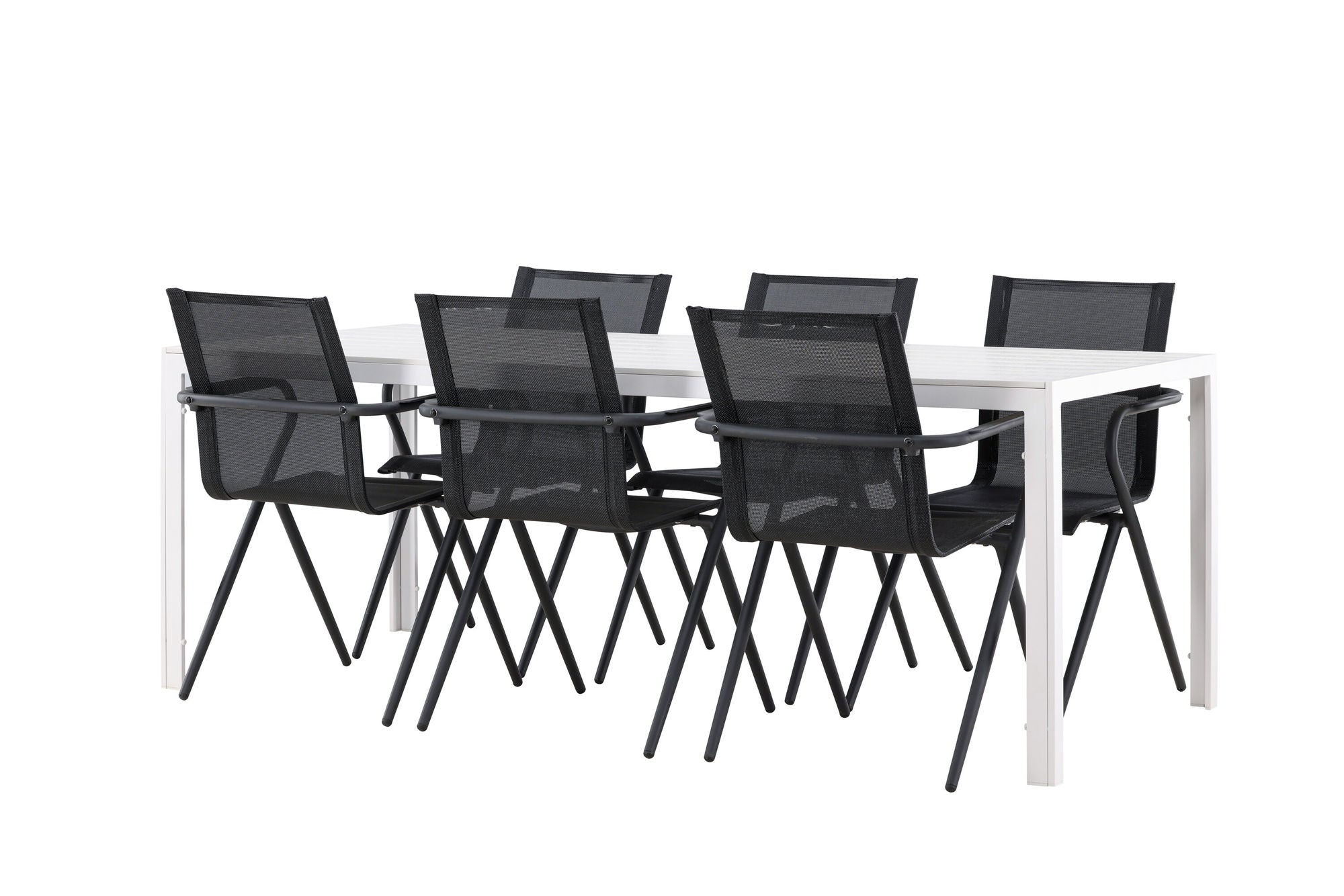 Venture Home Break spisebord - White / White Aintwood +Alina Spisebordsstol - Black Alu / Black Textilene _6