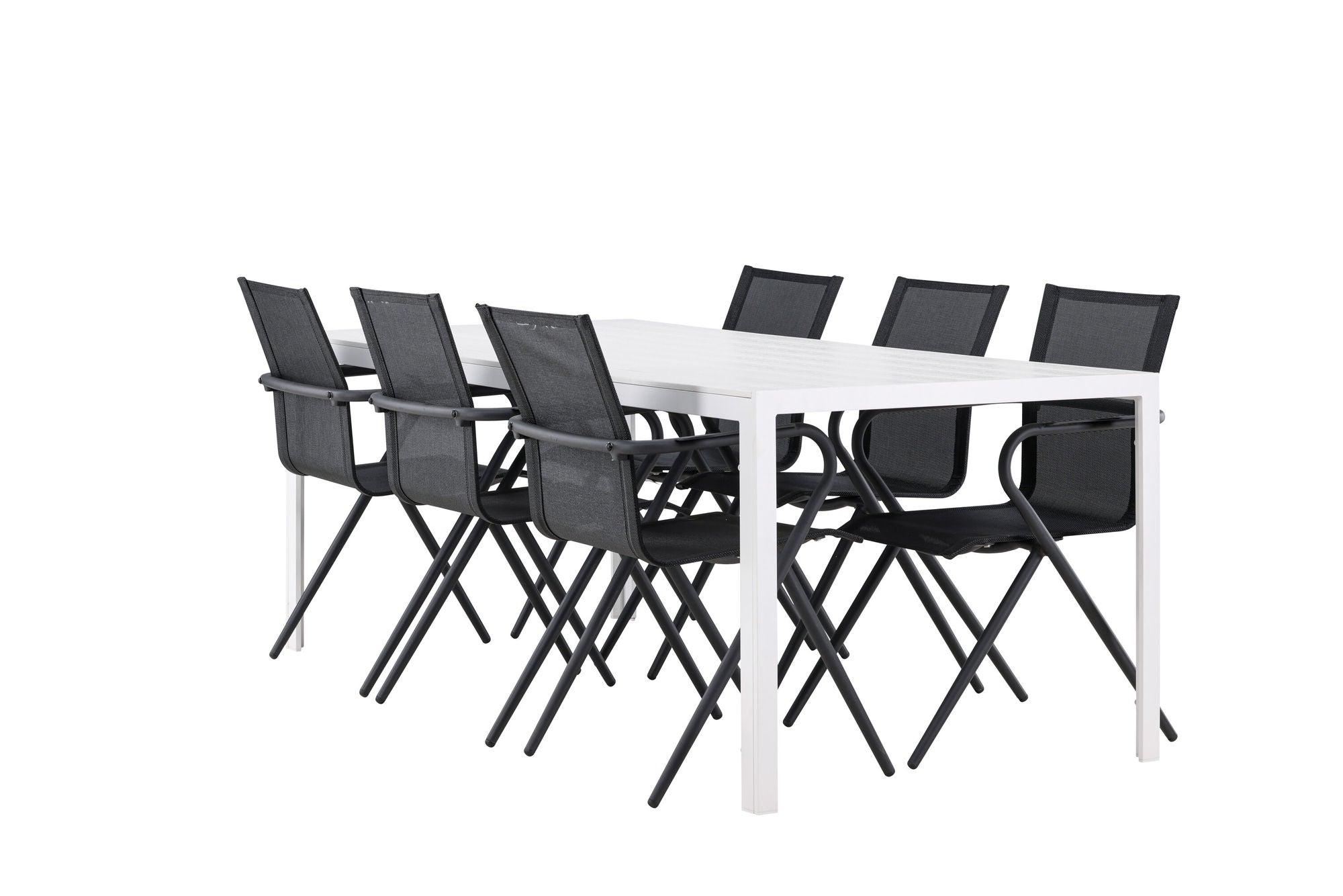 Venture Home Break spisebord - White / White Aintwood +Alina Spisebordsstol - Black Alu / Black Textilene _6