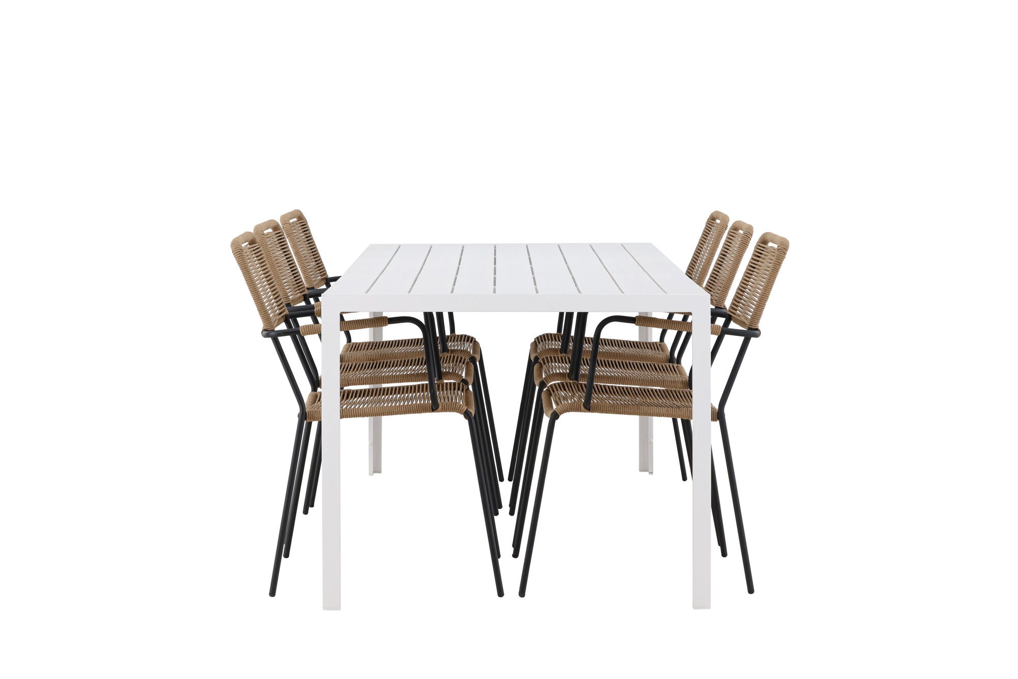 Venture Home Break spisebord - White / White Aintwood +Lindos - Armchair - Black Alu / Latte Rope _6