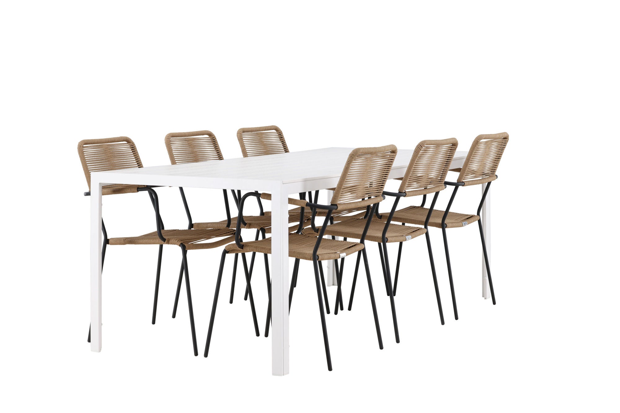 Venture Home Break spisebord - White / White Aintwood +Lindos - Armchair - Black Alu / Latte Rope _6