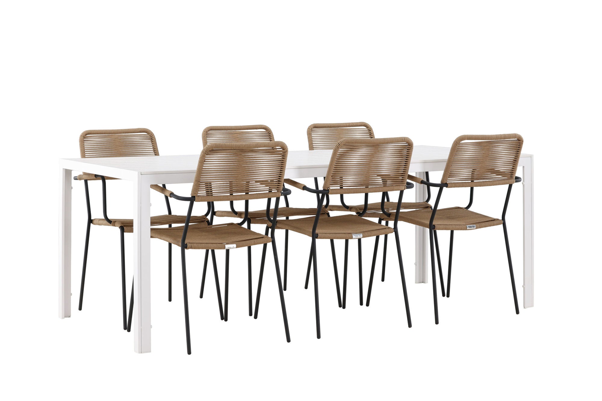Venture Home Break spisebord - White / White Aintwood +Lindos - Armchair - Black Alu / Latte Rope _6