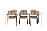 Venture Home Break spisebord - White / White Aintwood +Lindos - Armchair - Black Alu / Latte Rope _6