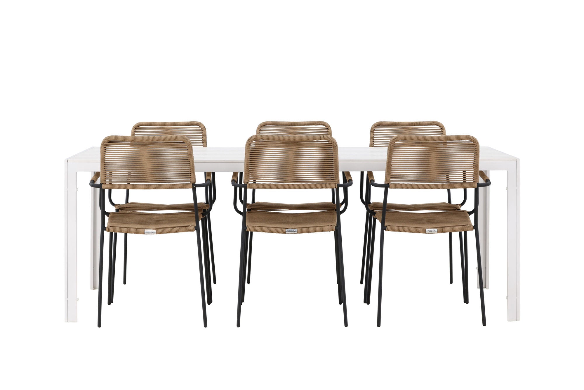 Venture Home Break spisebord - White / White Aintwood +Lindos - Armchair - Black Alu / Latte Rope _6