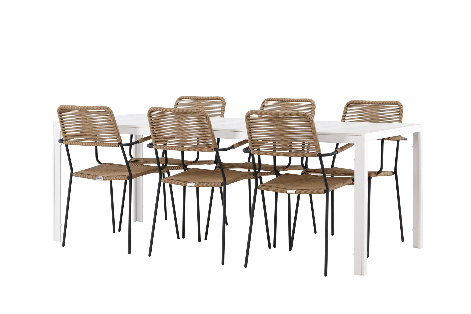Venture Home Break spisebord - White / White Aintwood +Lindos - Armchair - Black Alu / Latte Rope _6