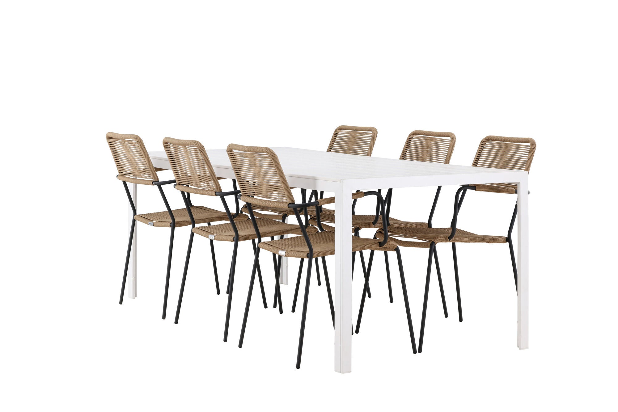 Venture Home Break spisebord - White / White Aintwood +Lindos - Armchair - Black Alu / Latte Rope _6