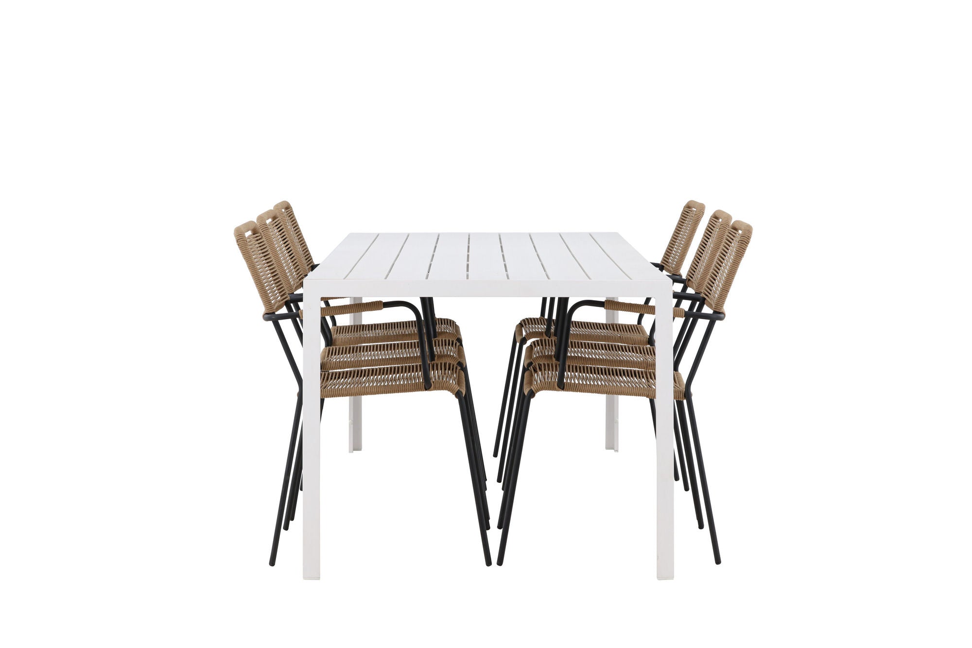 Venture Home Break spisebord - White / White Aintwood +Lindos - Armchair - Black Alu / Latte Rope _6