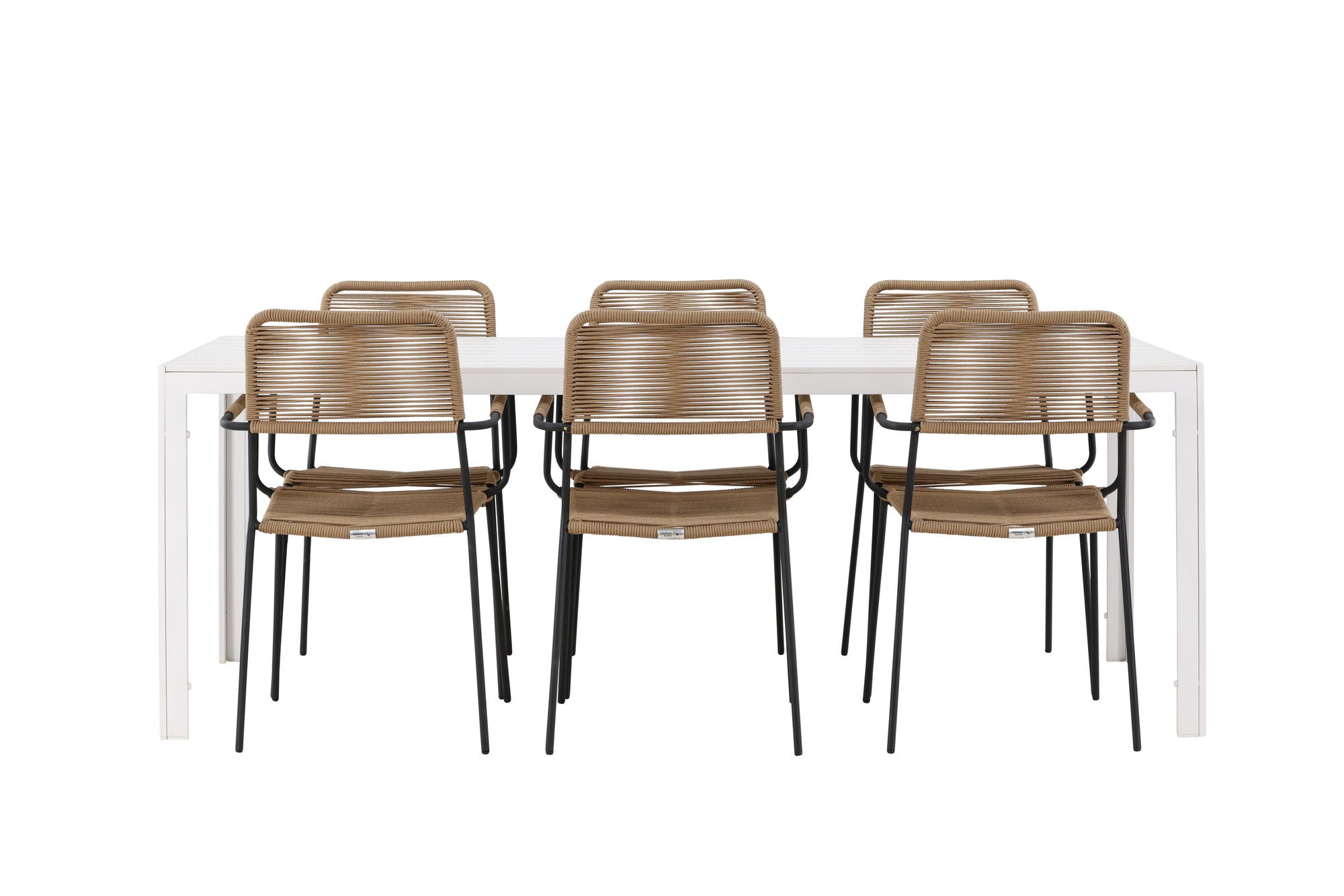 Venture Home Break spisebord - White / White Aintwood +Lindos - Armchair - Black Alu / Latte Rope _6