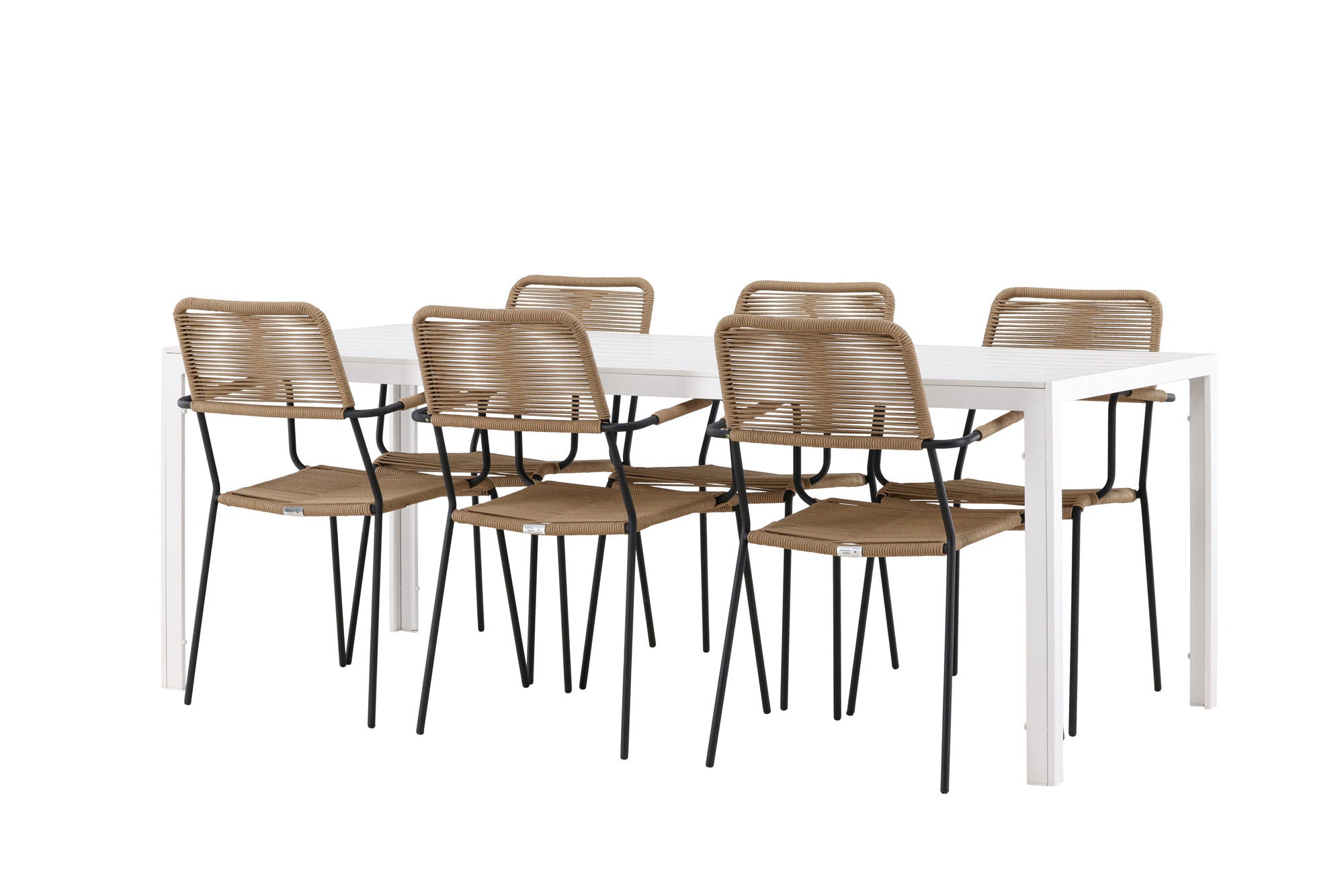 Venture Home Break spisebord - White / White Aintwood +Lindos - Armchair - Black Alu / Latte Rope _6