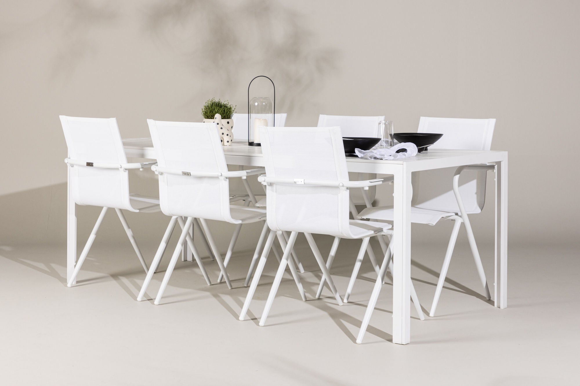 Venture Home Break spisebord - White / White Aintwood +Alina Spisebordsstol - white Alu / White Textilene _6