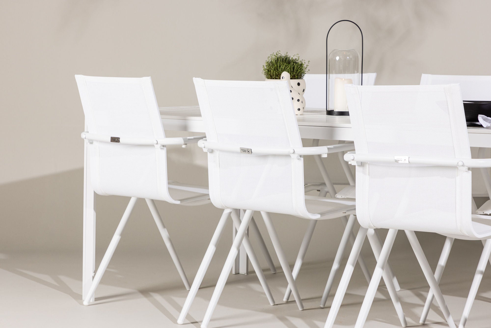 Venture Home Break spisebord - White / White Aintwood +Alina Spisebordsstol - white Alu / White Textilene _6