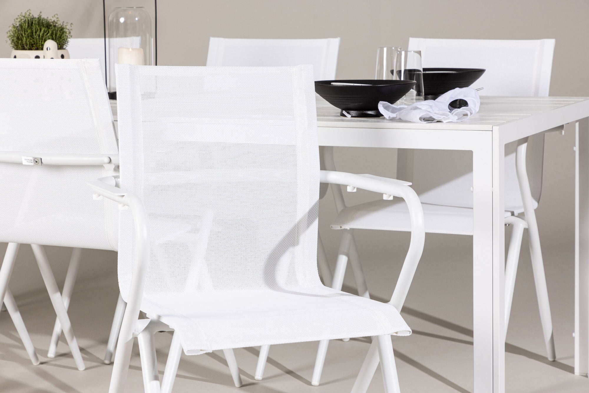Venture Home Break spisebord - White / White Aintwood +Alina Spisebordsstol - white Alu / White Textilene _6