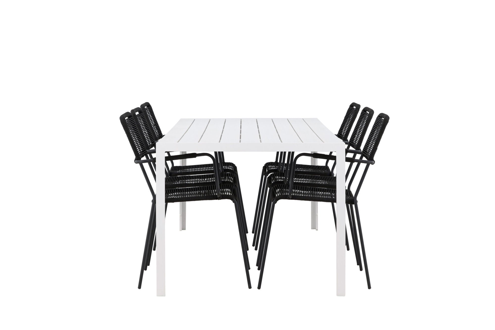 Venture Home Break spisebord - White / White Aintwood +Lindos Armchair - Black Alu / Black Rope _6