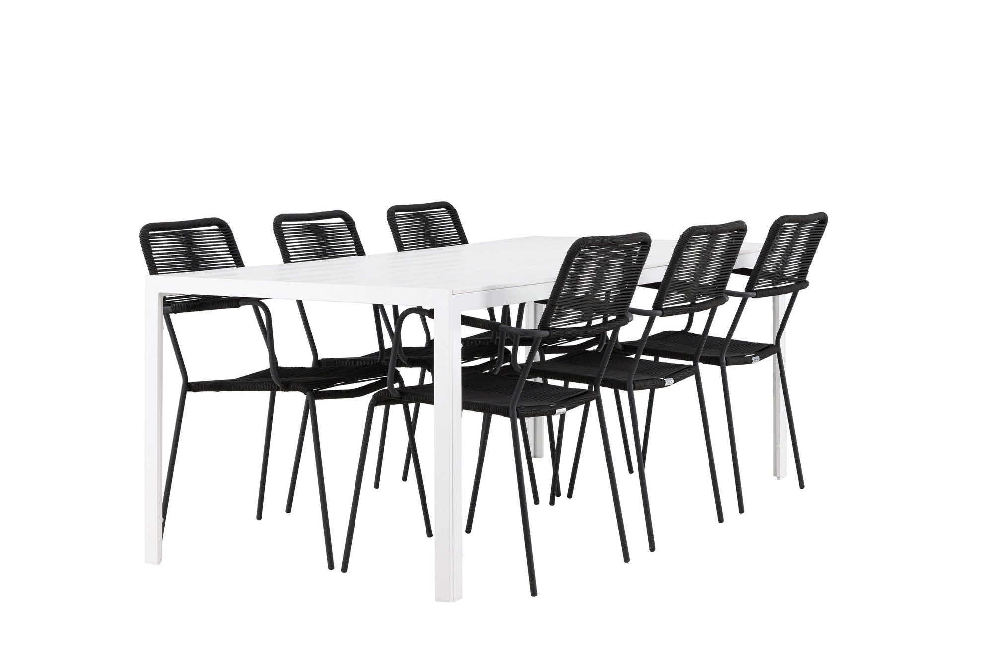 Venture Home Break spisebord - White / White Aintwood +Lindos Armchair - Black Alu / Black Rope _6