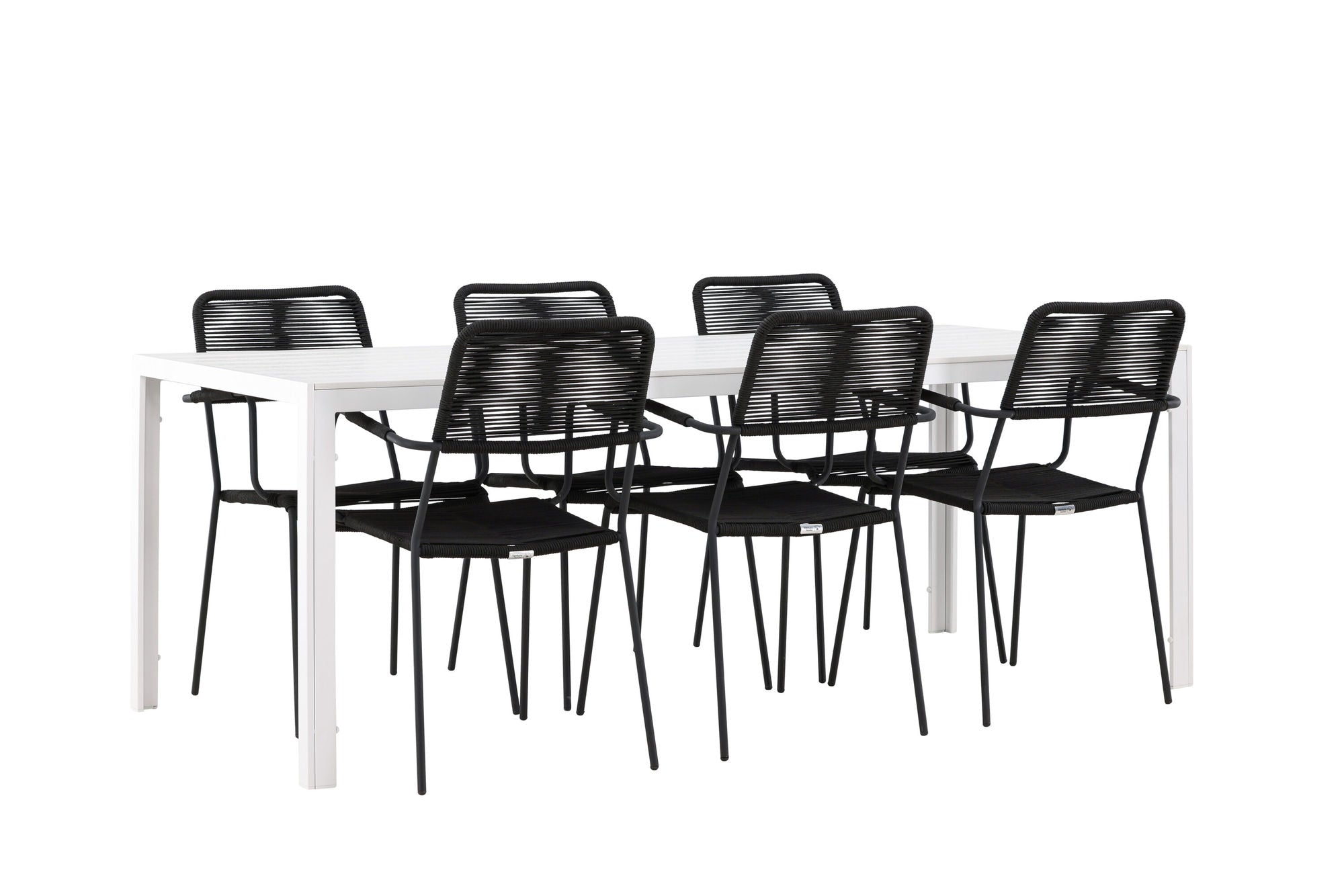 Venture Home Break spisebord - White / White Aintwood +Lindos Armchair - Black Alu / Black Rope _6