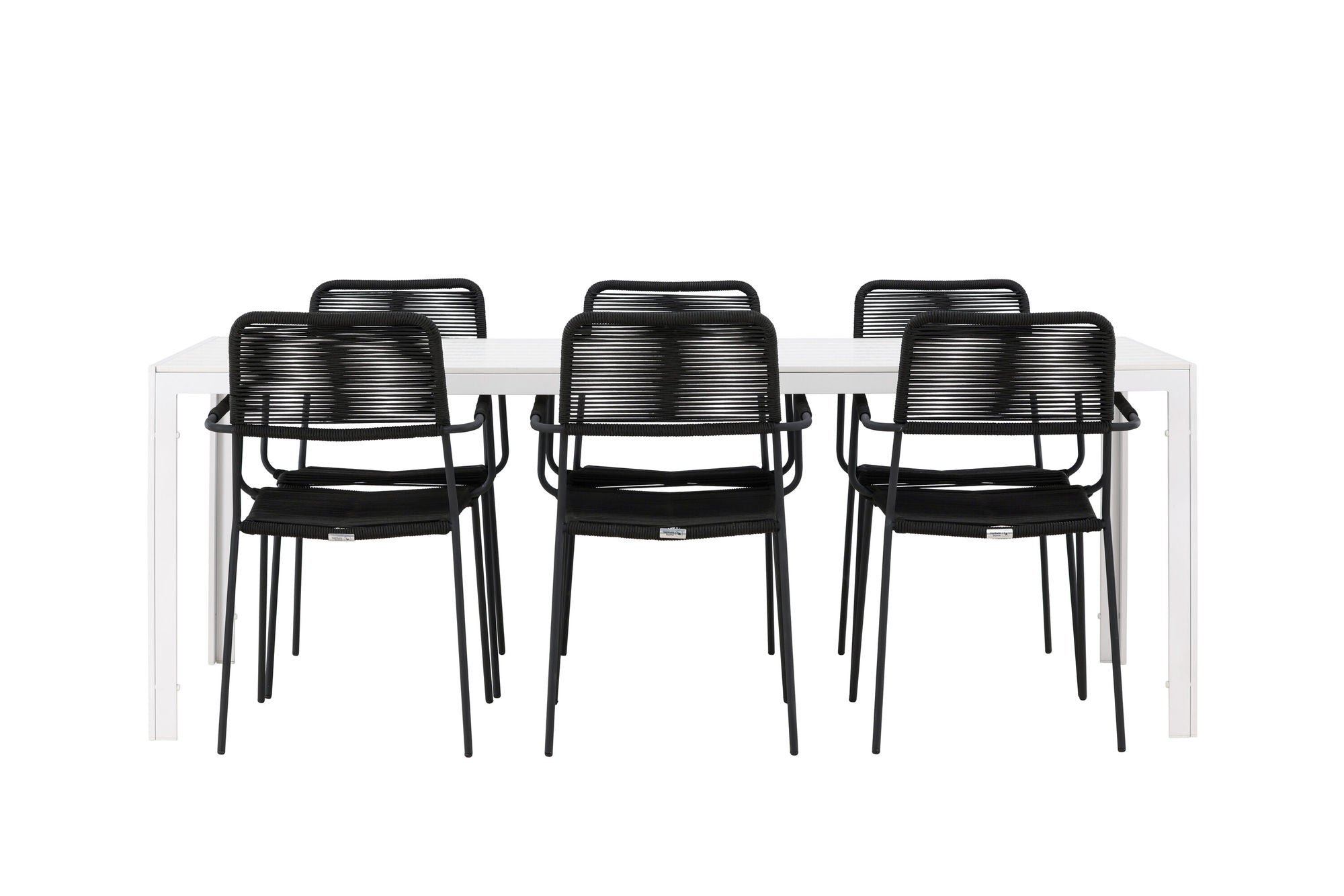 Venture Home Break spisebord - White / White Aintwood +Lindos Armchair - Black Alu / Black Rope _6