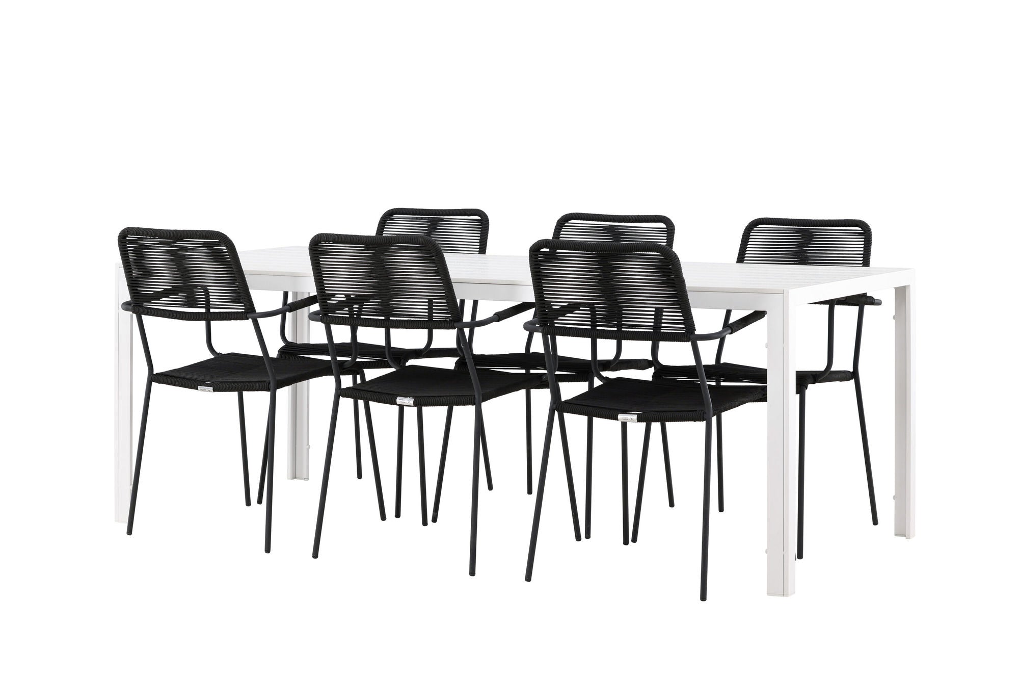 Venture Home Break spisebord - White / White Aintwood +Lindos Armchair - Black Alu / Black Rope _6