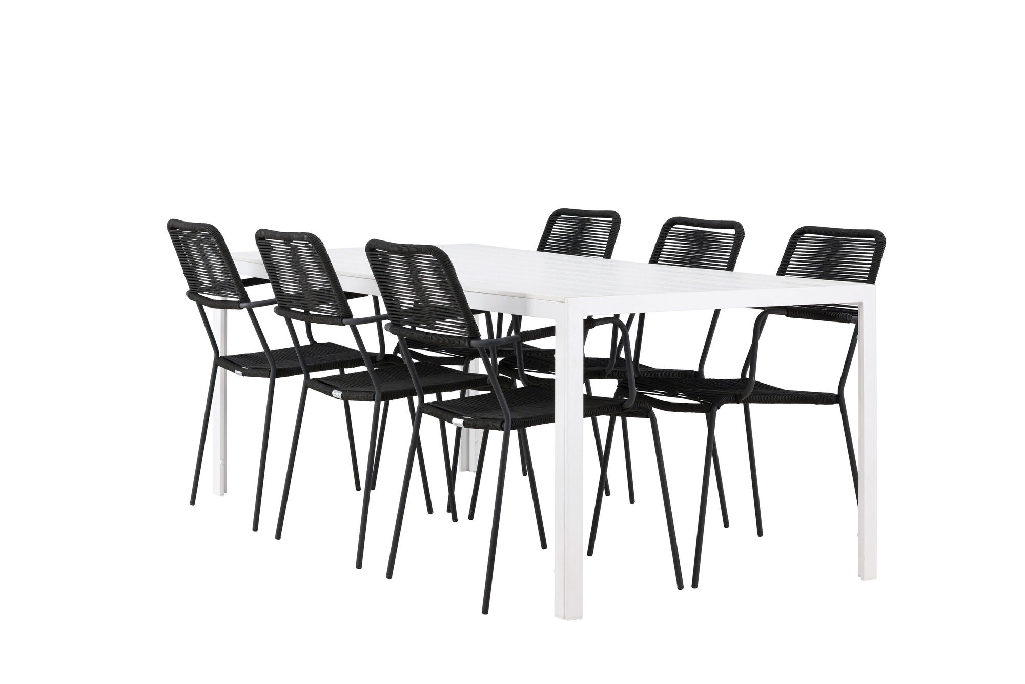 Venture Home Break spisebord - White / White Aintwood +Lindos Armchair - Black Alu / Black Rope _6