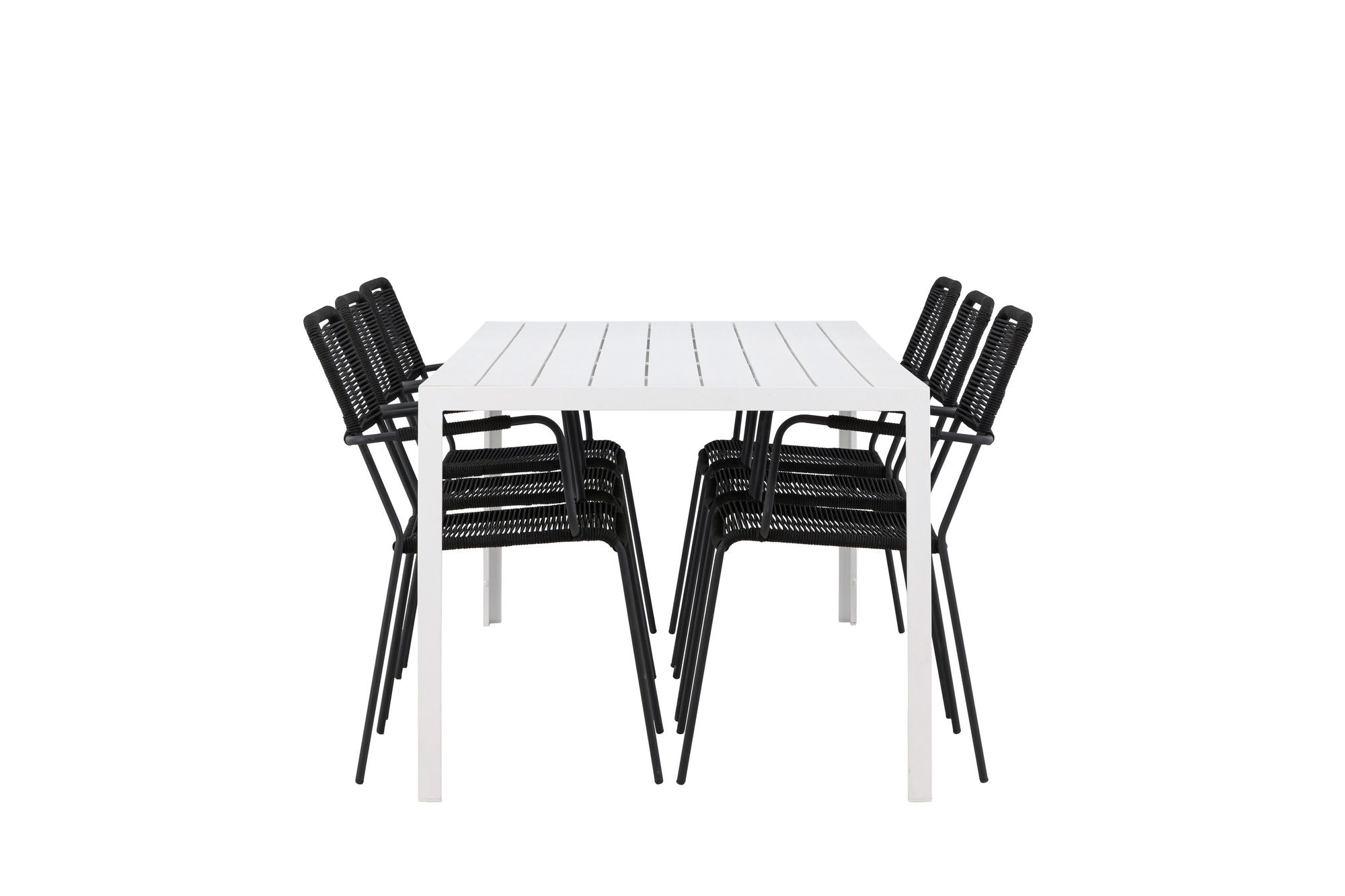 Venture Home Break spisebord - White / White Aintwood +Lindos Armchair - Black Alu / Black Rope _6