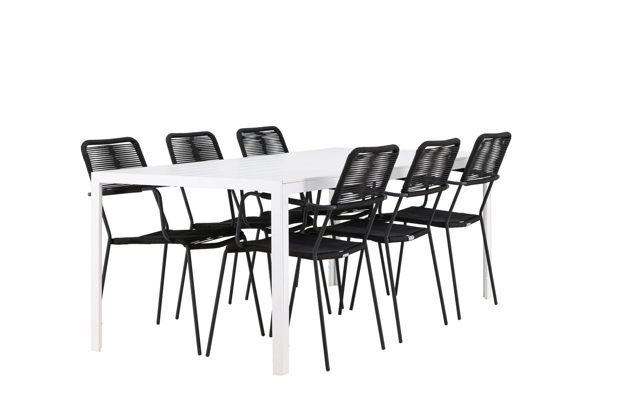 Venture Home Break spisebord - White / White Aintwood +Lindos Armchair - Black Alu / Black Rope _6