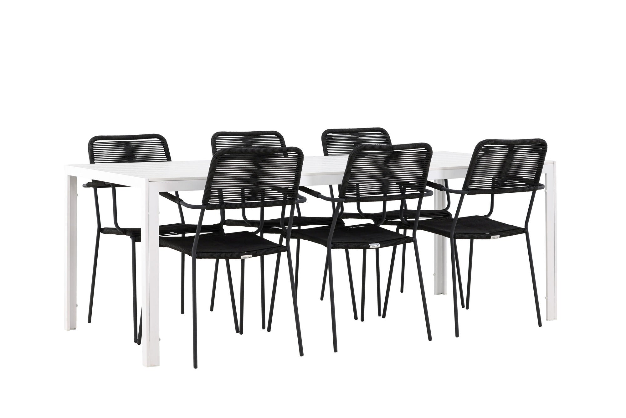 Venture Home Break spisebord - White / White Aintwood +Lindos Armchair - Black Alu / Black Rope _6