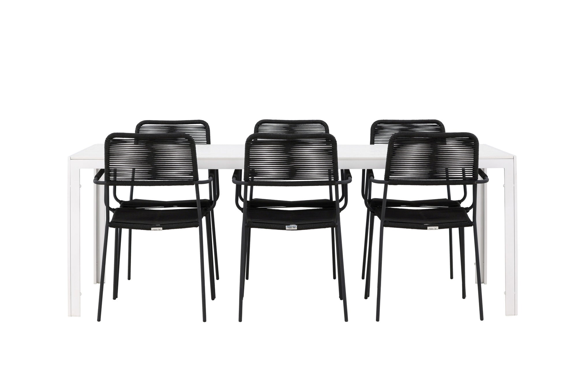 Venture Home Break spisebord - White / White Aintwood +Lindos Armchair - Black Alu / Black Rope _6
