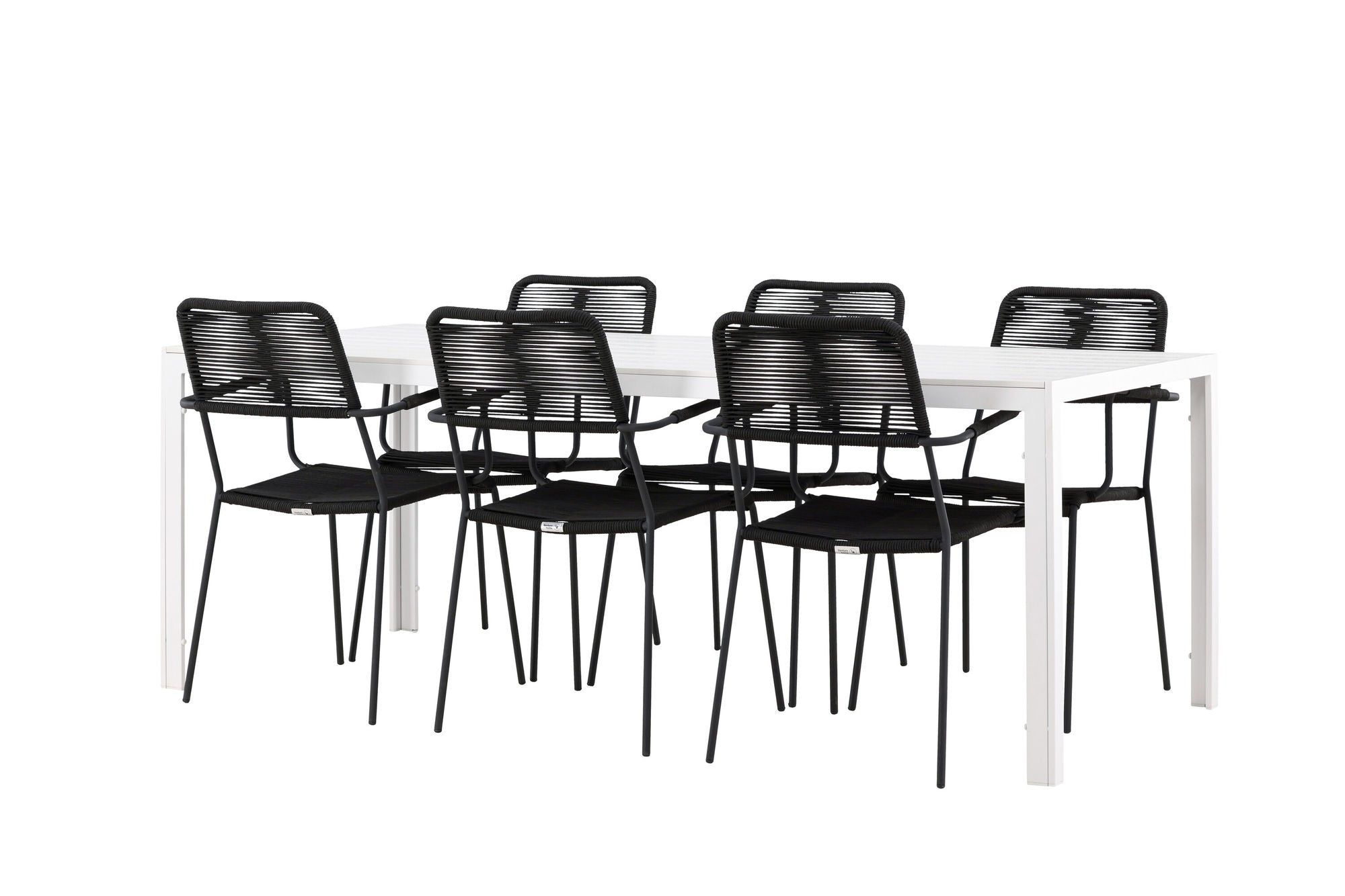Venture Home Break spisebord - White / White Aintwood +Lindos Armchair - Black Alu / Black Rope _6
