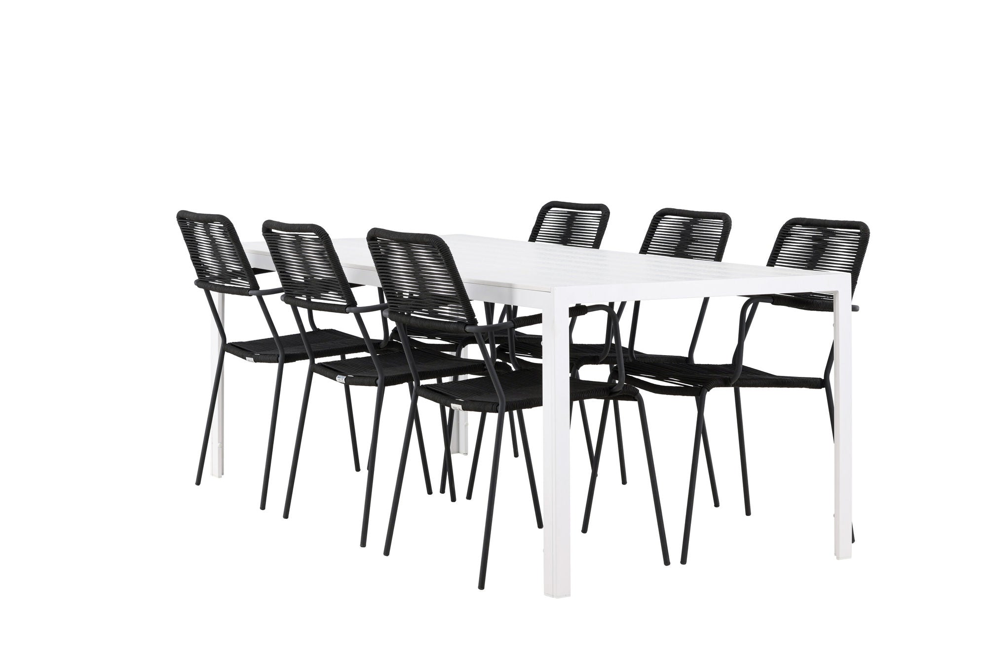 Venture Home Break spisebord - White / White Aintwood +Lindos Armchair - Black Alu / Black Rope _6