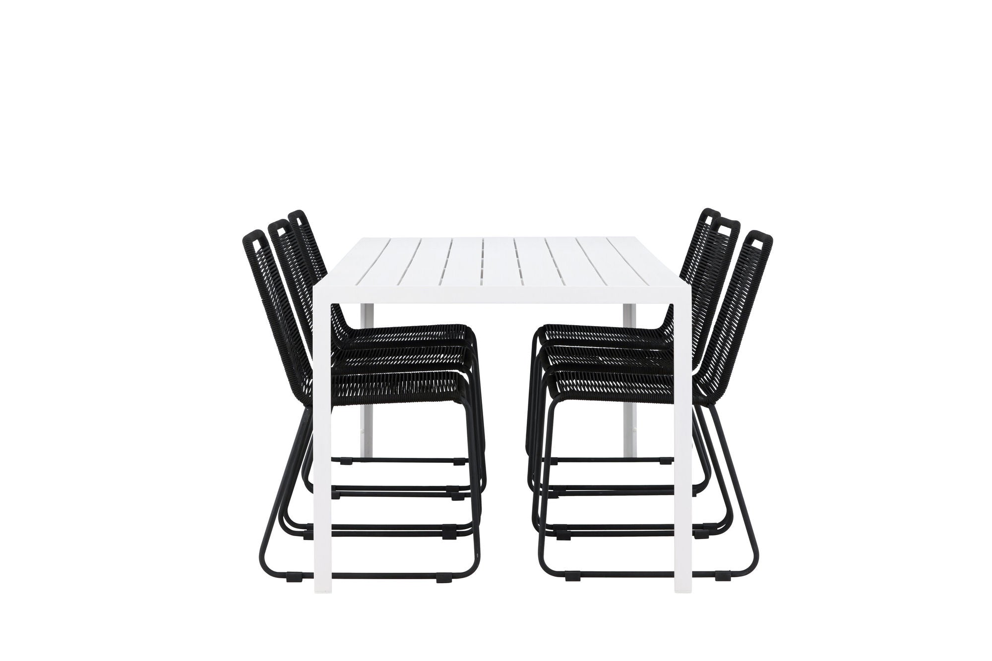 Venture Home Break spisebord - White / White Aintwood +Lindos Stacking stol - Black Alu / Black Rope _6