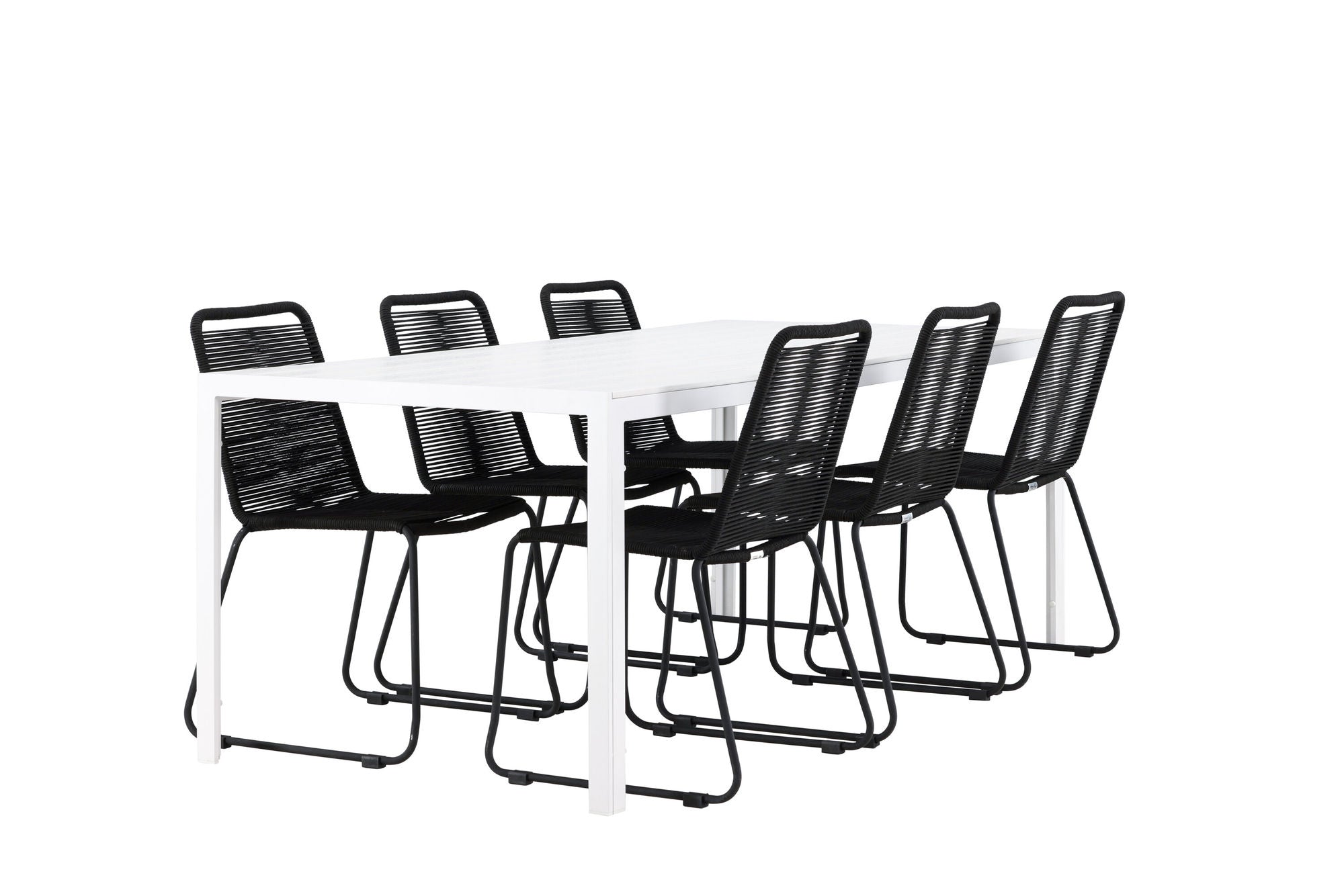 Venture Home Break spisebord - White / White Aintwood +Lindos Stacking stol - Black Alu / Black Rope _6